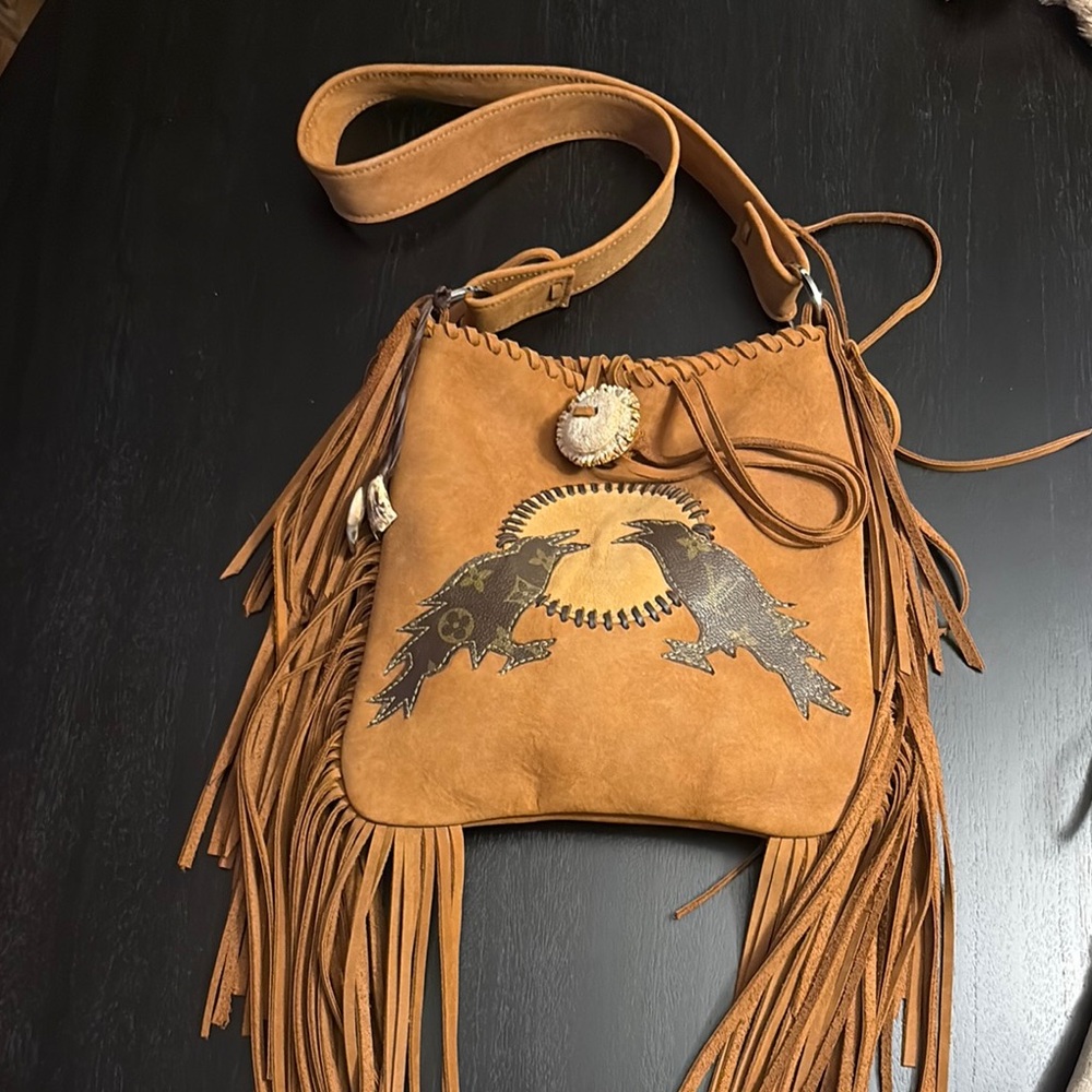 Fringed Tan Leather Bag